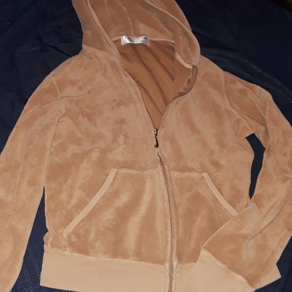 Juicy Couture Sand Colored Velour Hoodie XL